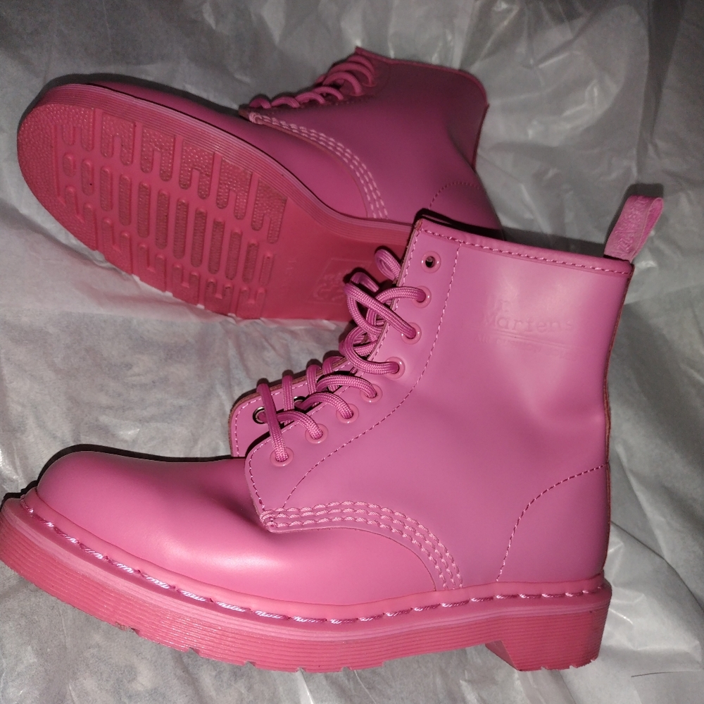 Dr. Martens PINK Leather Combat Boots - Picture 8 of 8